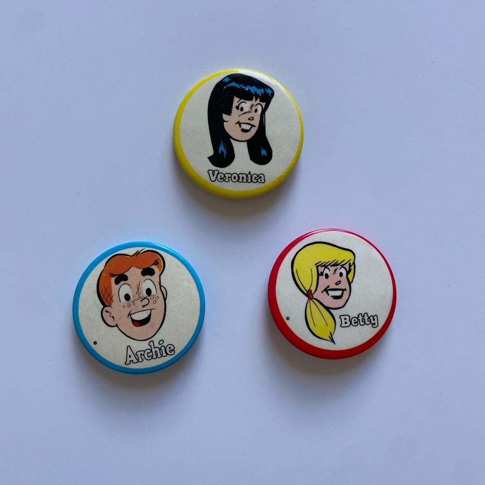 Vintage Archie Comics Character Pin Buttons Set